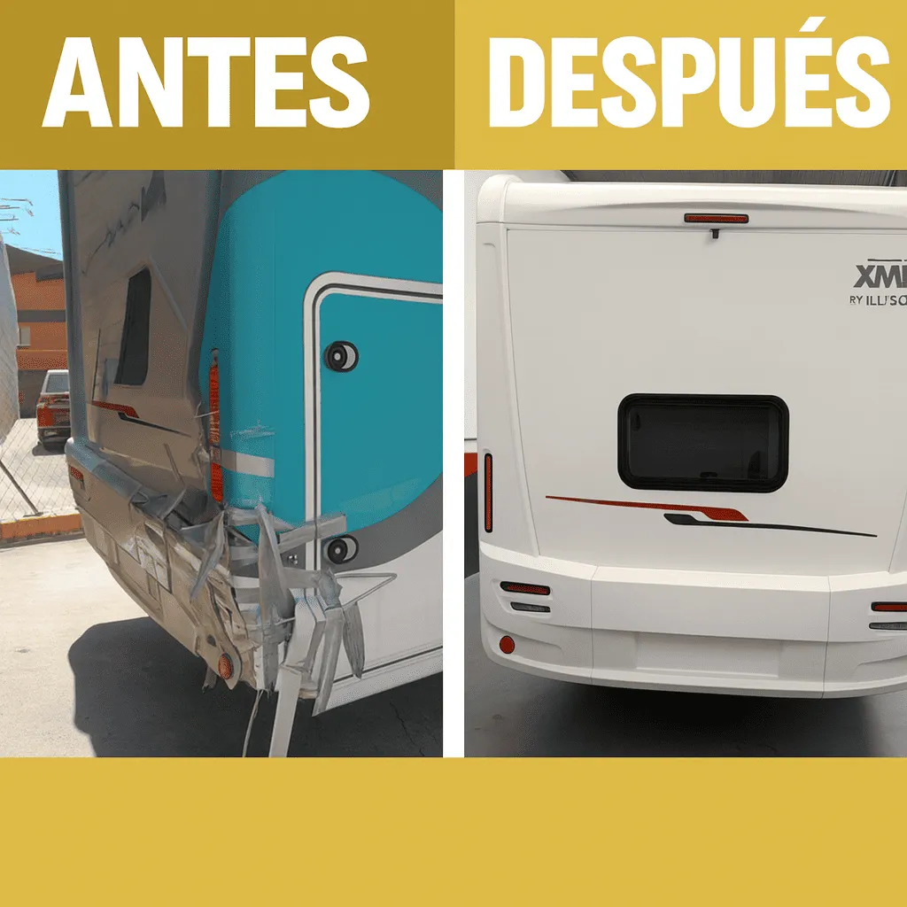 Reparación paragolpes y garage de autocaravana Ilusion 760